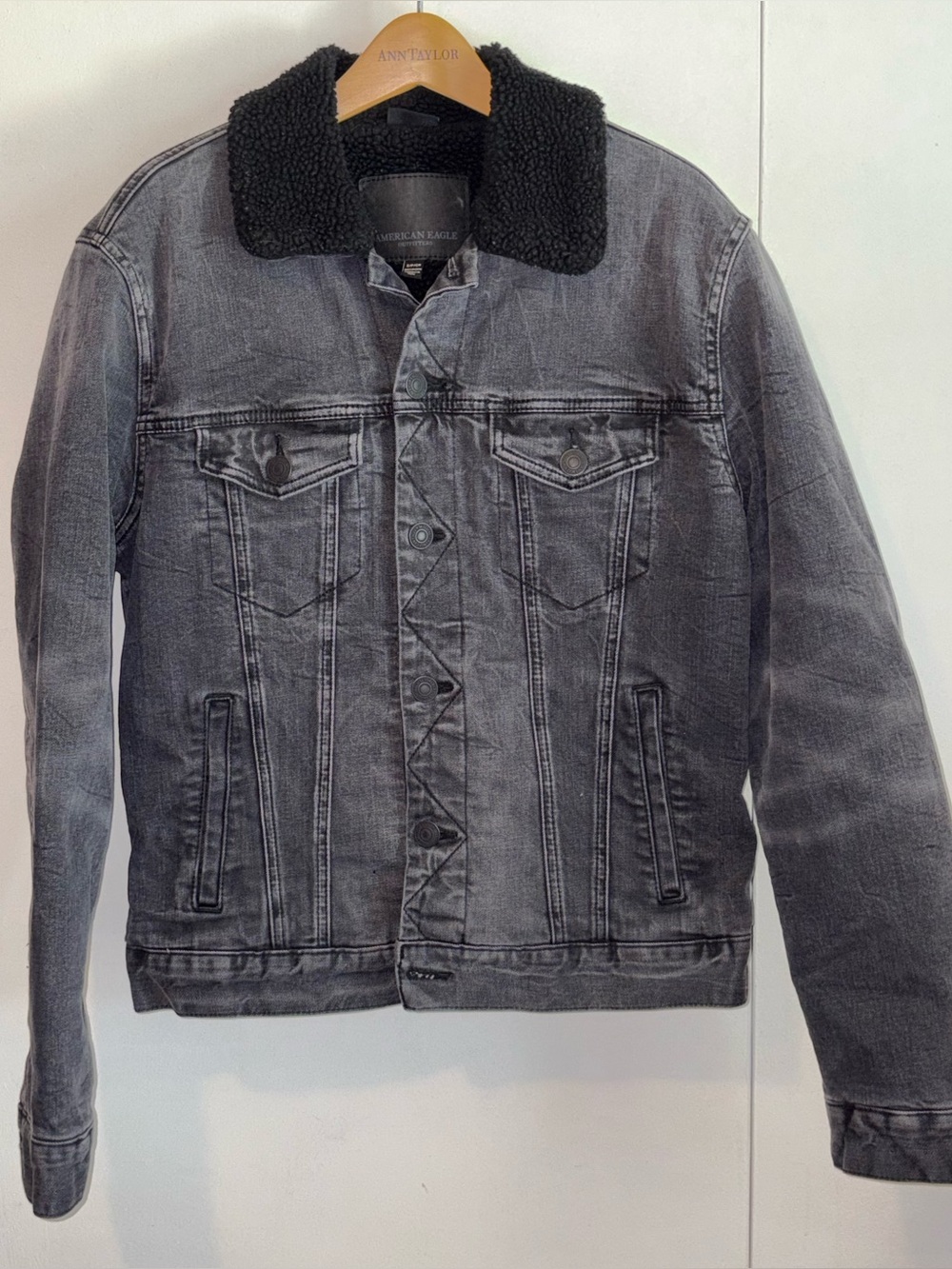 Black Denim Sherpa Jacket
